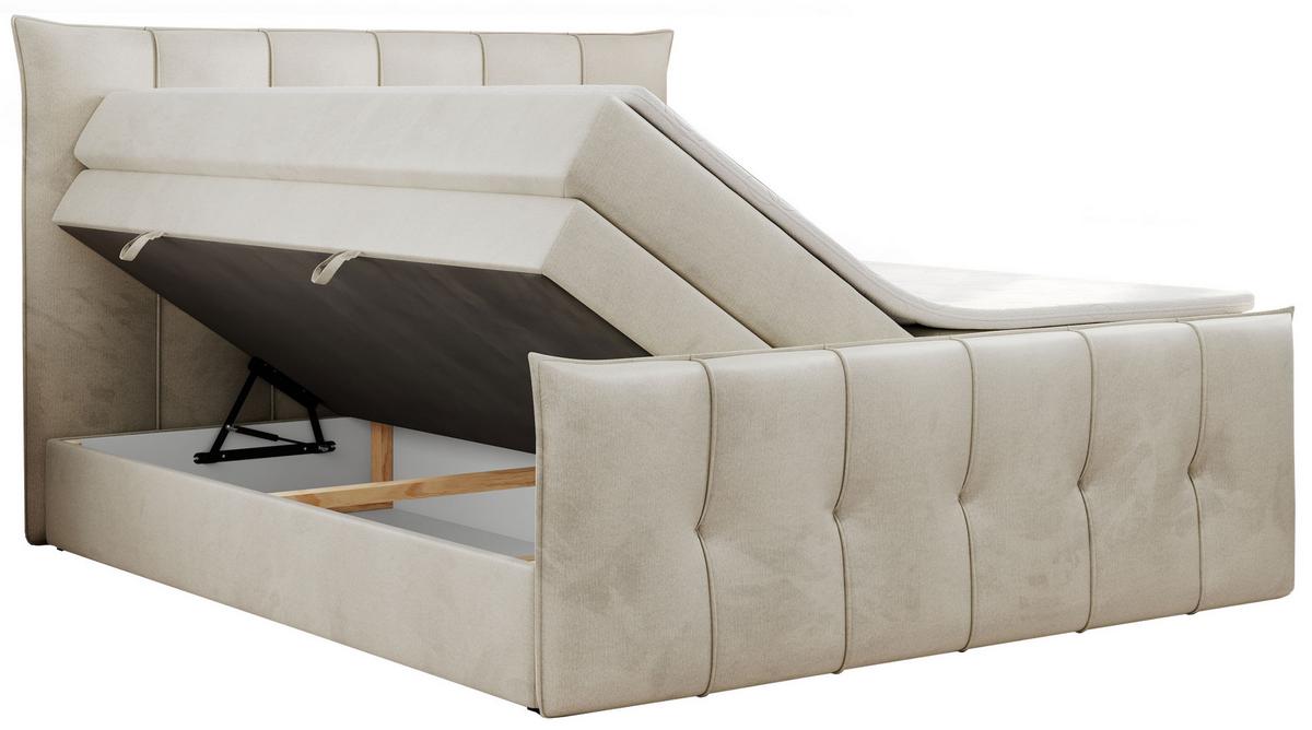 BOXSPRINGBETT PREMIUM 11 KING 120/200 Beige Velvet - H4 - Beige, Holz/Textil (120/200cm) - MKS