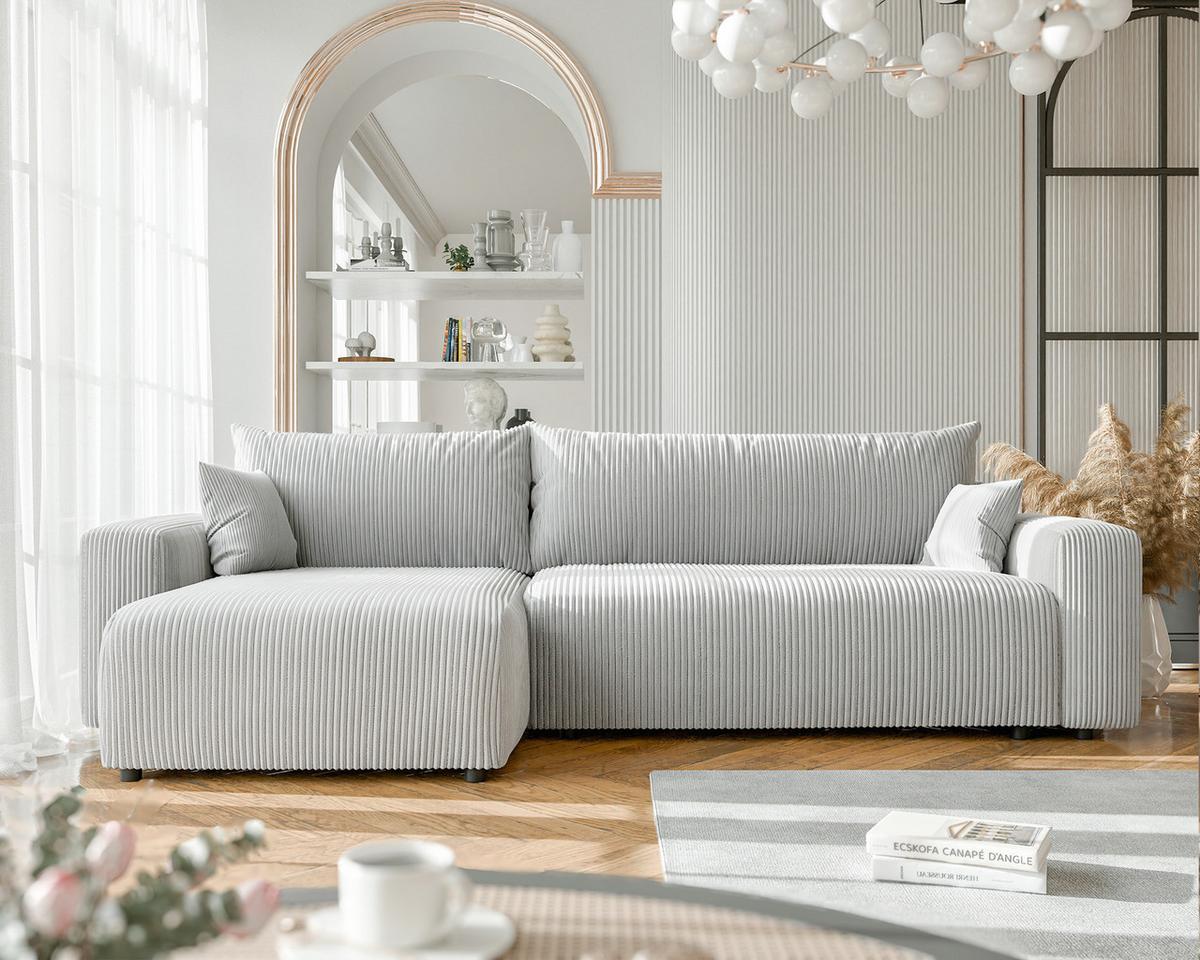 ECKSOFA mit Schlaffunktion und Bettkasten, Grau - Grau, Holzwerkstoff/Textil (145/278cm) - Idohome