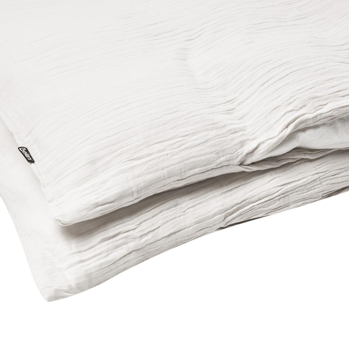 BETTWÄSCHE-SET 200/200 cm Baumwollmusselin Cremeweiß Sumner - Creme, Textil (200/200cm) - Beliani