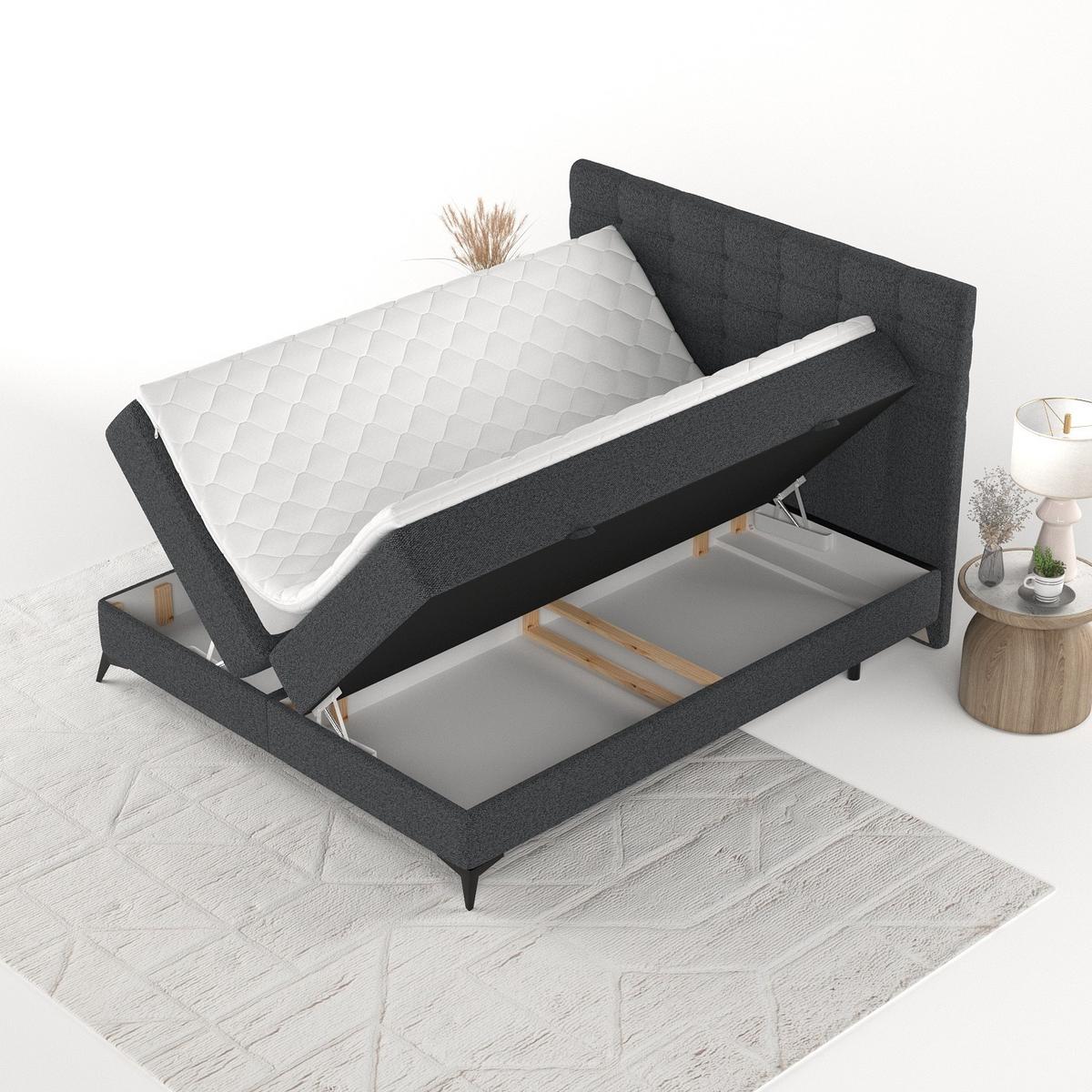 BOXBETT Niro 140/200 cm Anthrazit im Riva Stoff - Anthrazit/Schwarz, Holz/Holzwerkstoff (140/200cm) - AltaBeds