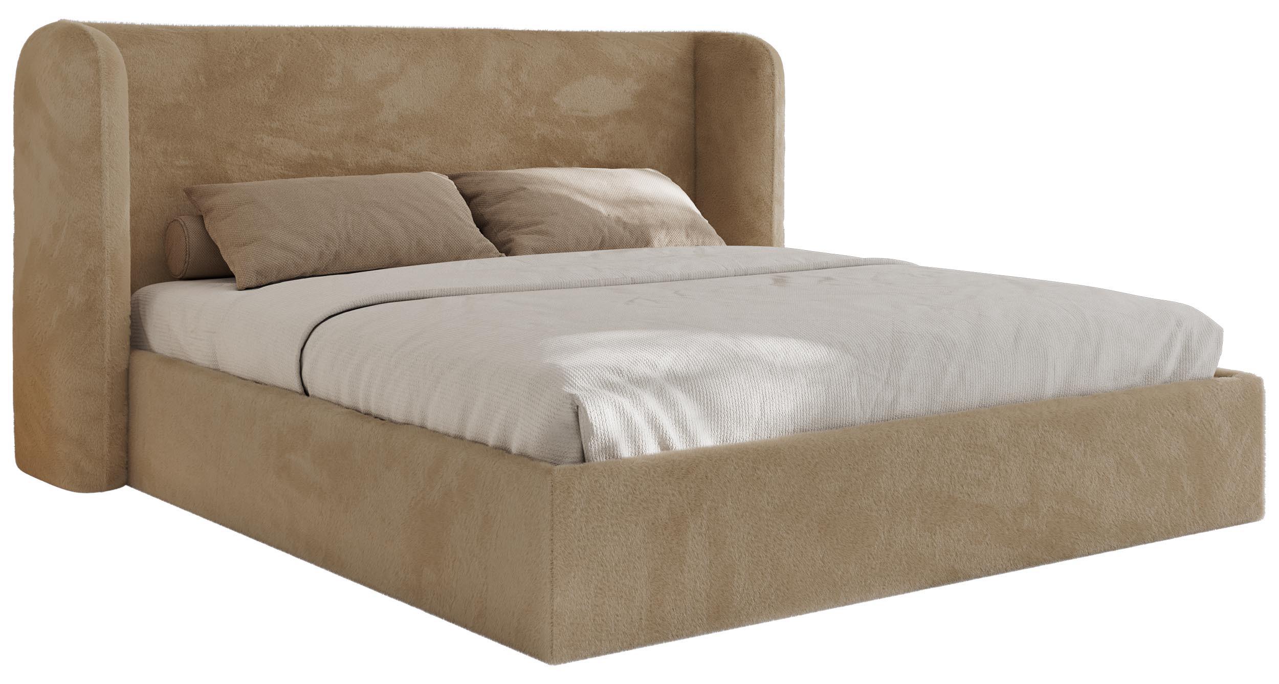 POLSTERBETT EMORA CLASSIC 160/200 - Beige Plüsch - Schaum-Matratze - Beige, Textil (160/200cm) - MKS