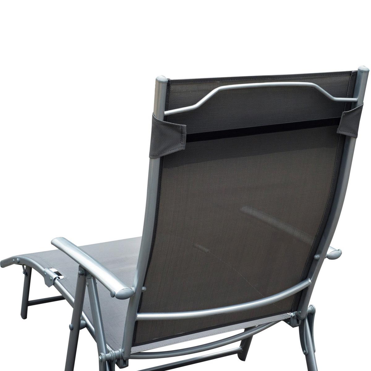 SONNENLIEGE, klappbar, mit Kissen, 137 x 63,5 x 100,5 cm, Metall, Stoff, Grau - Grau, Kunststoff (63.5/100.5/137cm) - Outsunny