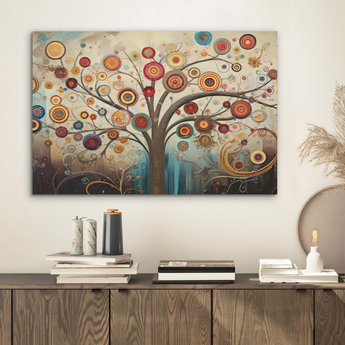 AKUSTIKBILD Baum - Baum des Lebens - Farbe Wanddeko 70x50 cm - Braun, Kunststoff (70/50/0.9cm) - MuchoWow