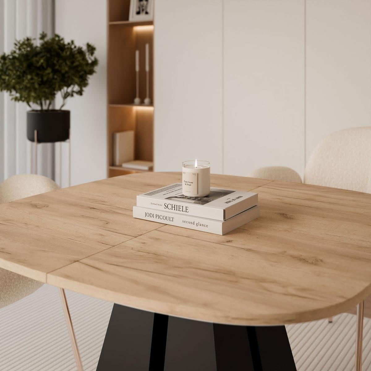 AUSZIEHTISCH ZELO 120/60/76 cm, Schwarze Eiche / Kraft-Eiche - Eichefarben/Schwarz, Holzwerkstoff/Metall (60/120/76cm) - Idohome