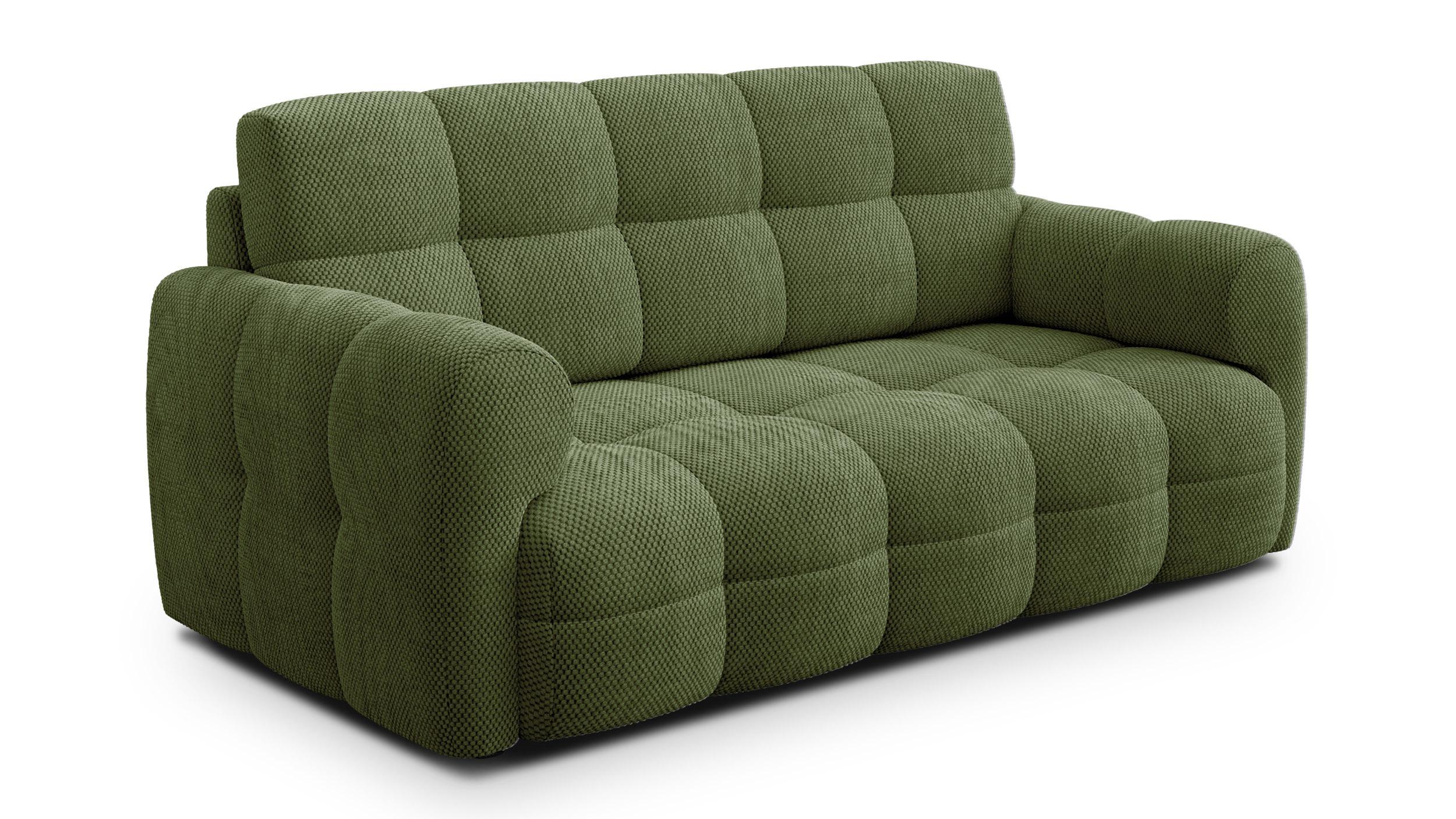 SOFA MELLOW 2,5-Sitzer, olive - Schwarz/Grün, Holz/Textil (183/87/98cm) - Wozimo