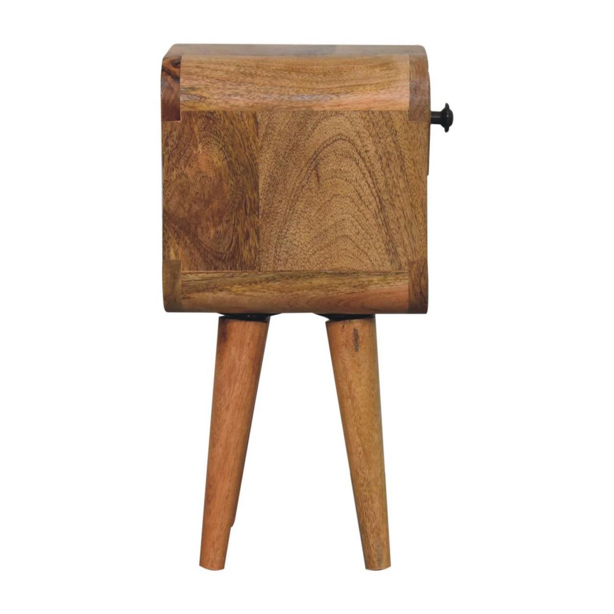NACHTKASTEN Extra Mini Eichenoptik Geschwungen Unten, 1 Schublade und Offenes Regal, Beige - Hellbraun/Messingfarben, Holz/Metall (20/40/20cm) - Artisan Furniture
