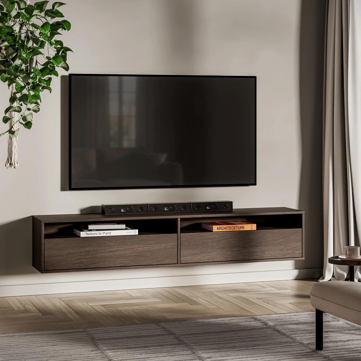 TV-HÄNGEBOARD Heggers mit Fächern DUNIN 180 CM - Dunkelbraun, Holzwerkstoff (180/33/33cm) - Selsey