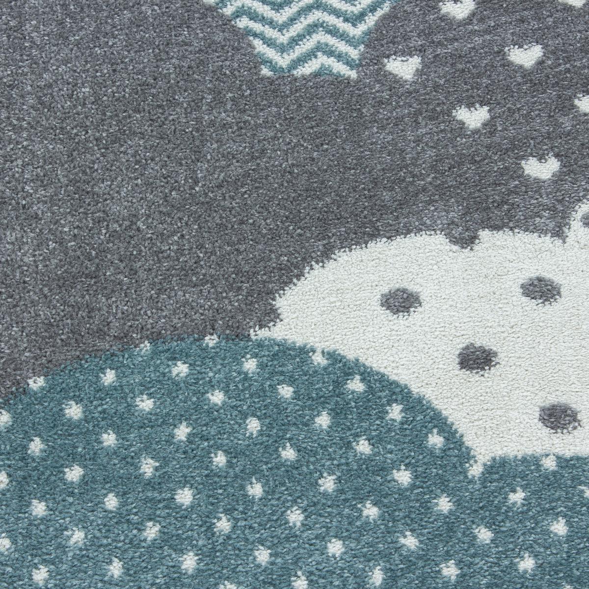 KINDERTEPPICH COGNE, mit Wolken-Motiv, Blau, Ø 120 cm - Blau, Textil (120/120cm) - KADIMA DESIGN
