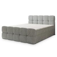 BOXBETT BRUME 180x200 cm mit Matratze und Topper, H2+H3 - Hellgrau - Hellgrau, Holz (180/200cm) - MASSENO