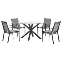 GARTENTISCH-SET 4-Sitzer Schwarz Maletto/Busseto - Hellbraun/Transparent, Metall - Beliani