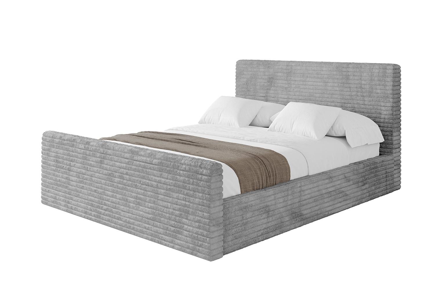 POLSTERBETT mit Bettkasten, Fußteil und Lattenrost, Boxbett mit Matratze H3/H4 - ALOVA-Z 120x200 Hellgrau - Hellgrau, Holzwerkstoff/Textil (120/200cm) - ALTDECOR