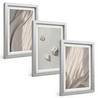 BILDER SET 3er Set - 20x30 cm Silberner Rahmen - Nahaufnahmen der Struktur im Boho-Stil - Silberfarben, Kunststoff (20/30cm) - TULUP