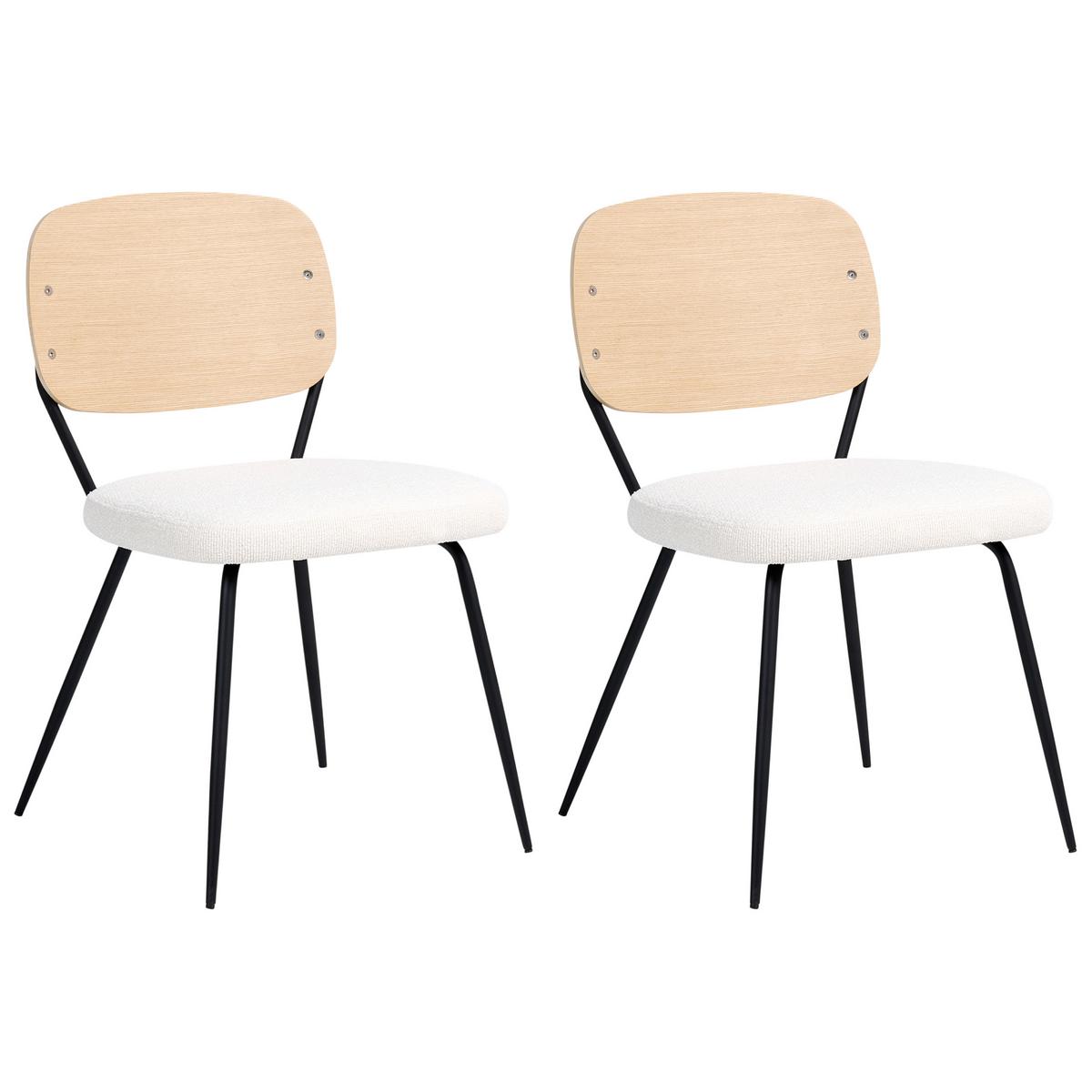 ESSZIMMERSTUHL 2er Set Bouclé Cremeweiß Eileen - Creme, Textil (45/80/57cm) - Beliani