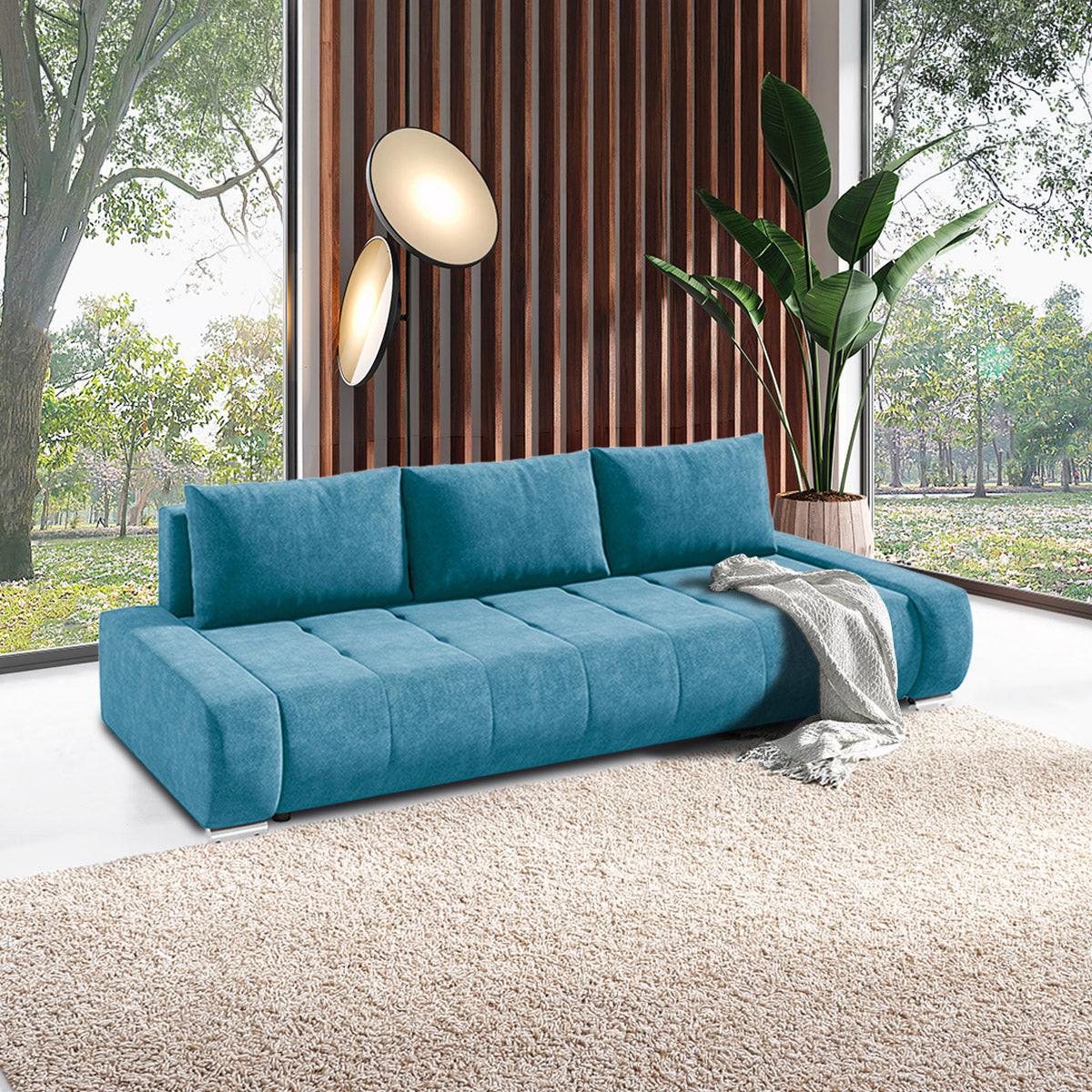 SCHLAFSOFA Jonas 3 Sitzplätze Blau - Blau, Holzwerkstoff (240/85/110cm) - Petits-meubles