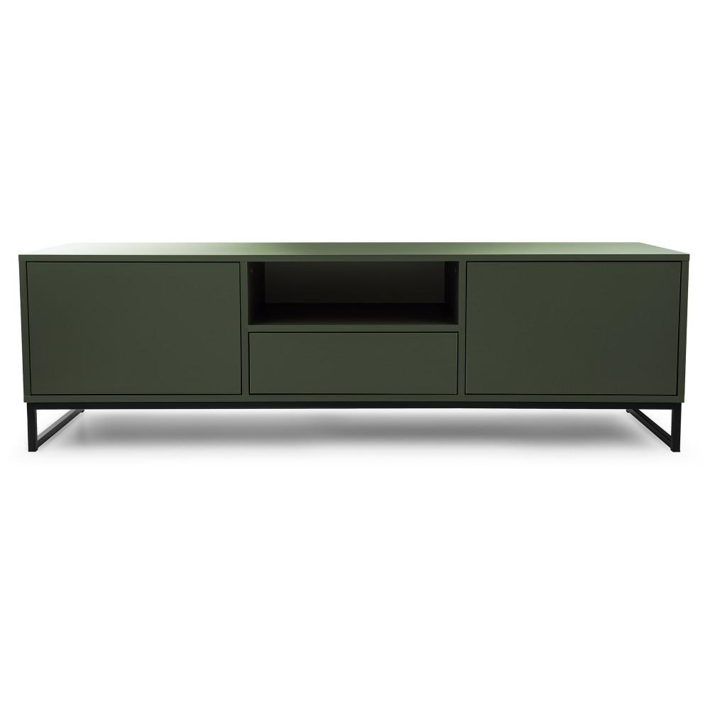 LOWBOARD Giana mit 2 Türen und Schublade, 160 cm, Flaschengrün - Dunkelgrün/Schwarz, Holzwerkstoff (160/48.5/45cm) - Beautysofa