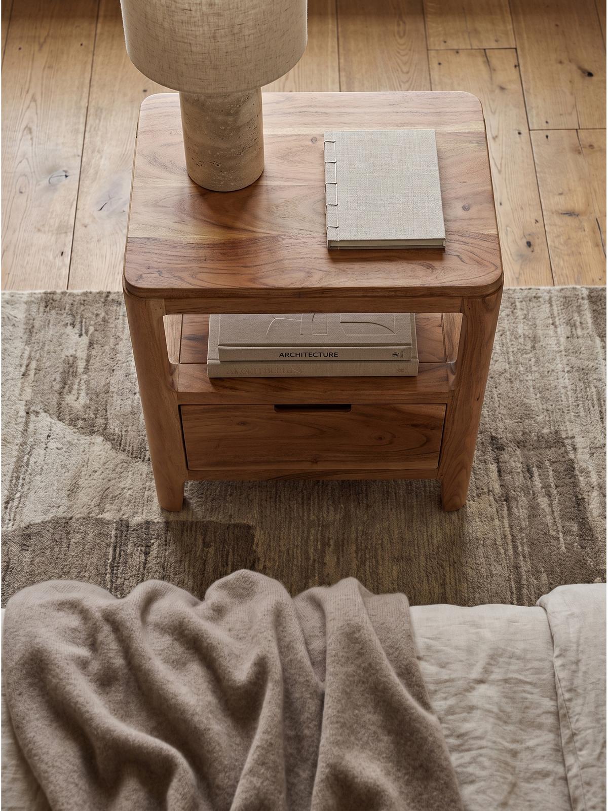 NACHTKONSOLE NALON, Akazie Massivholz, 45 x 35 x 46 cm - Braun/Akaziefarben, Akazienholz/Holz (45/46/35cm) - KADIMA DESIGN