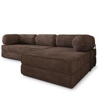 ECKSOFA ETERA modulares Boneless Sofa mit Schlaffunktion Braun Kordstoff - Braun, Textil (270/160cm) - MASSENO