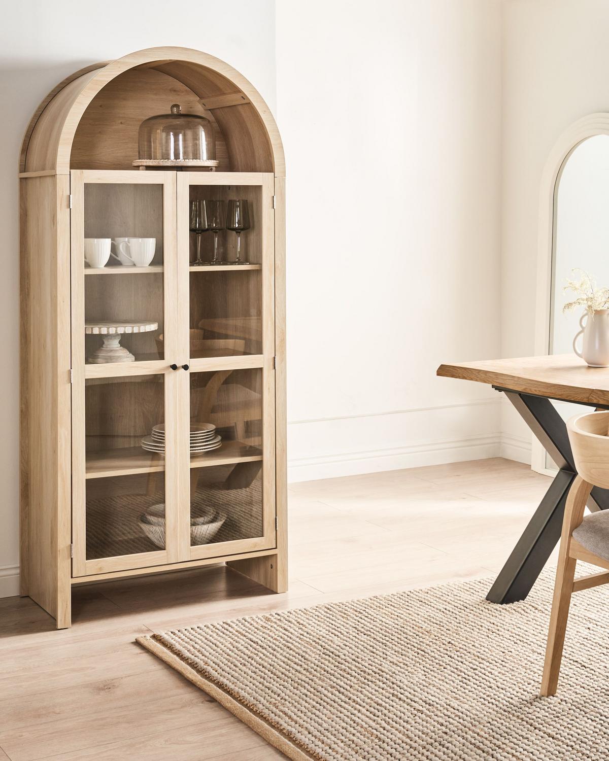 VITRINE mit Glastüren 79 cm Hellbraun Glenwood - Hellbraun, Holzwerkstoff (79/178/40cm) - Beliani