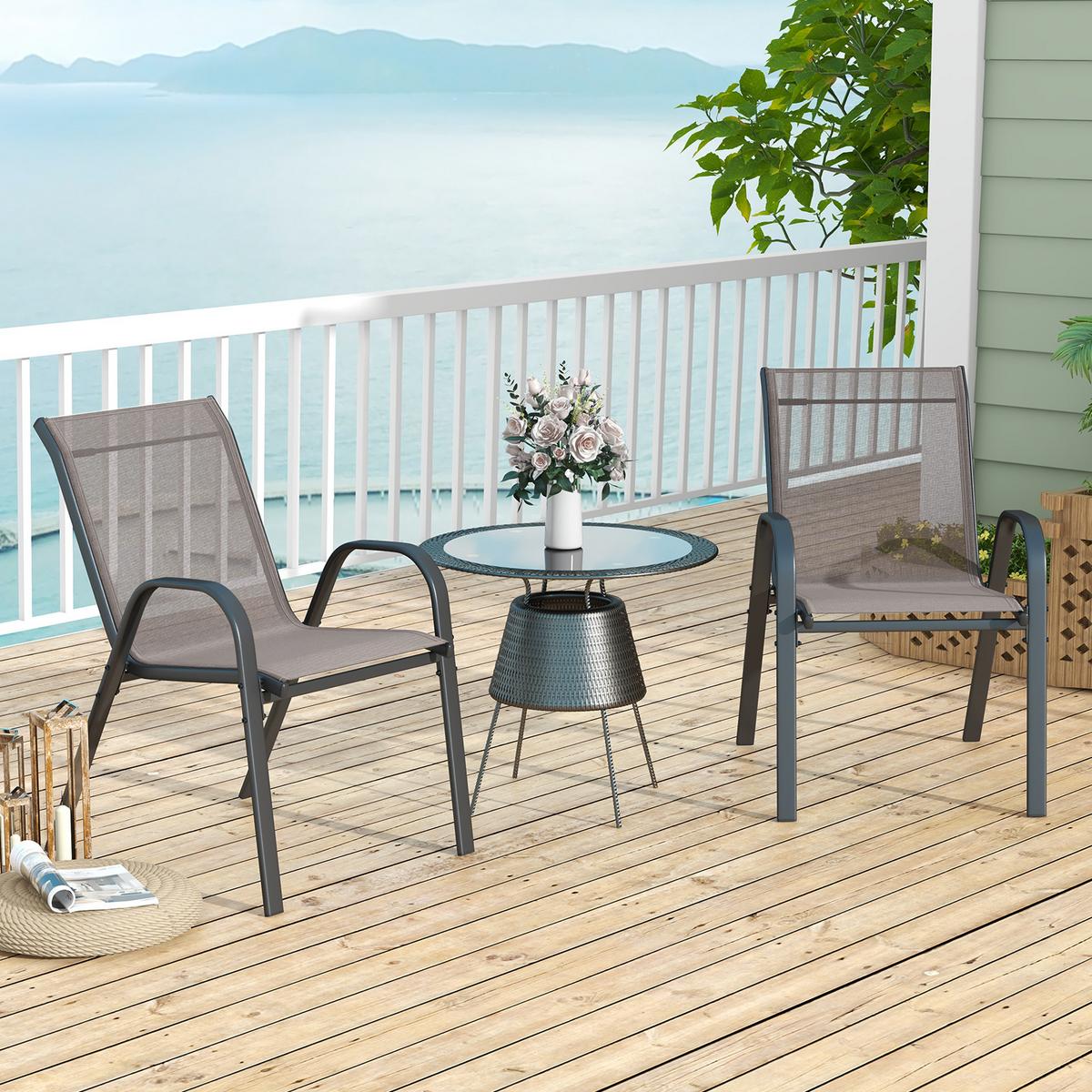 GARTENSTÜHLE Grau(2er-Set) - Grau, Metall (70/84/56cm) - COSTWAY