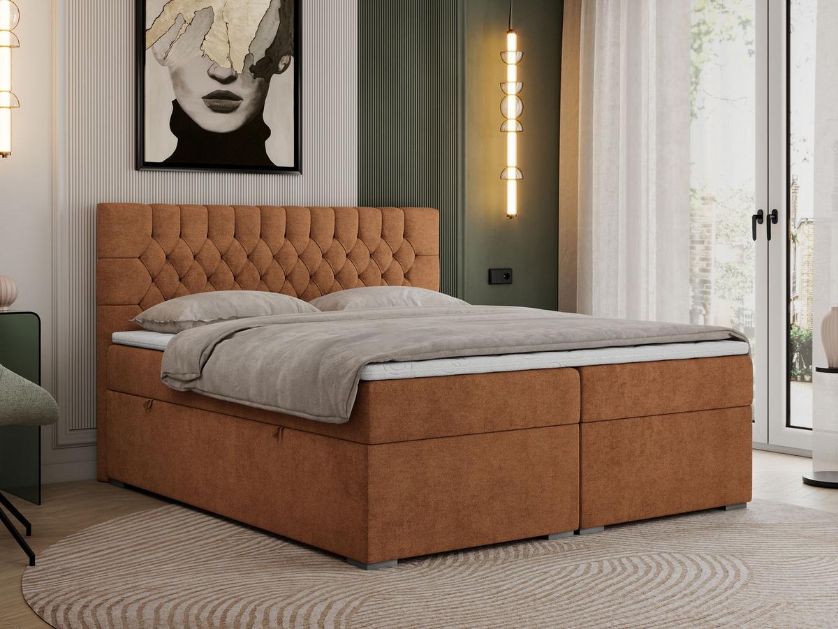 BOXBETT PERA 200/200 Orange Struktur - H4 - Orange, Holz/Textil (200/200cm) - MKS