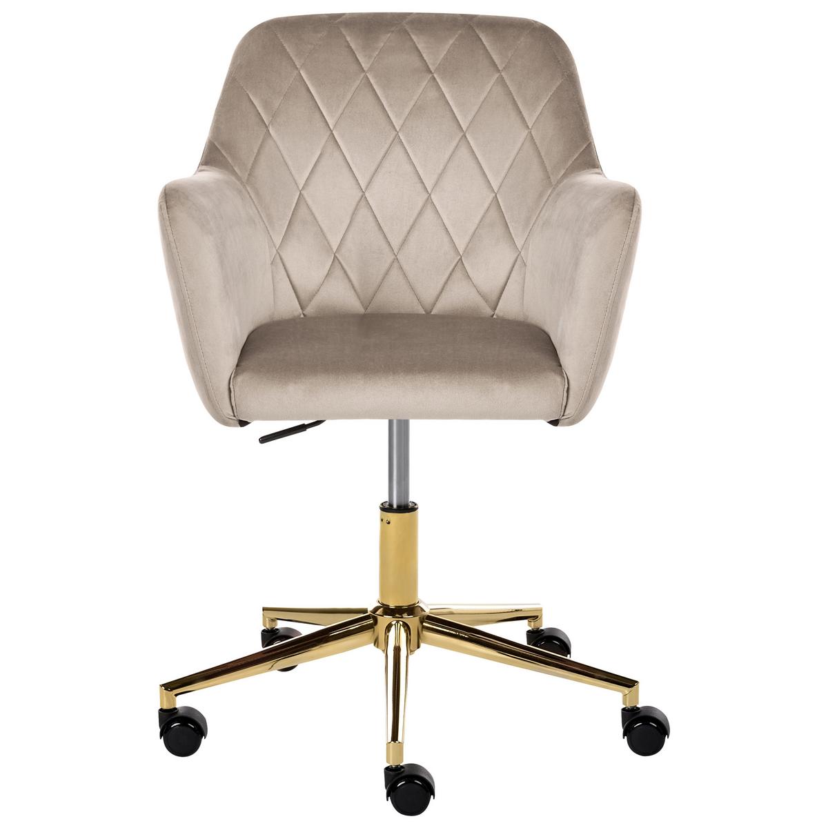 SCHREIBTISCHSTUHL Samtstoff Taupe Leloria - Taupe, Textil (60/83/60cm) - Beliani