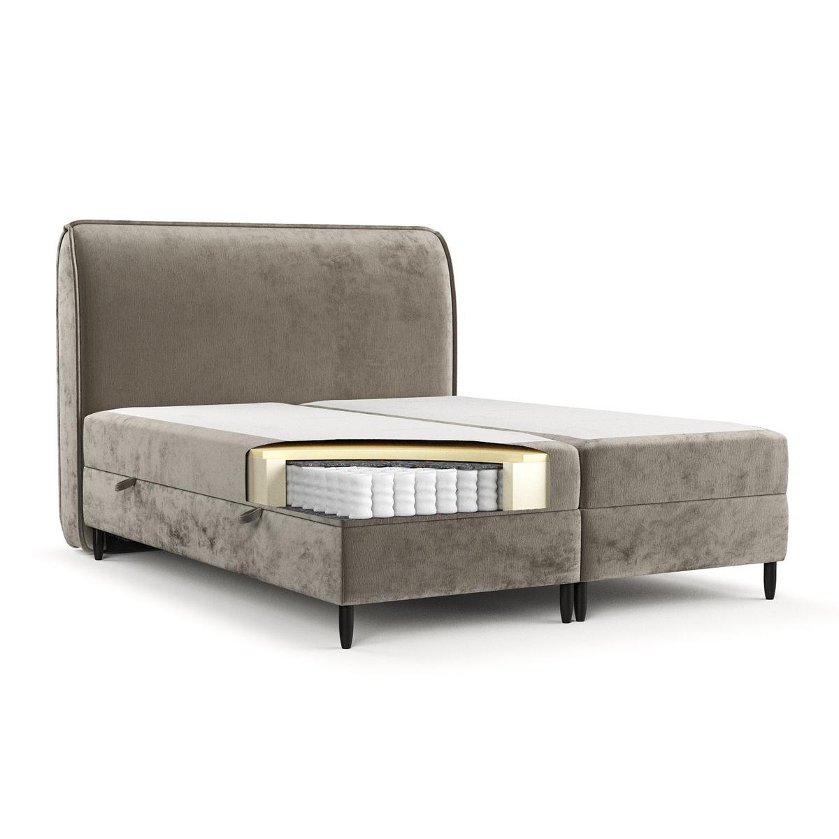 BOXBETT Lunaro 120/200 cm Beige im Lotta Stoff - Beige/Schwarz, Holz/Holzwerkstoff (120/200cm) - AltaBeds
