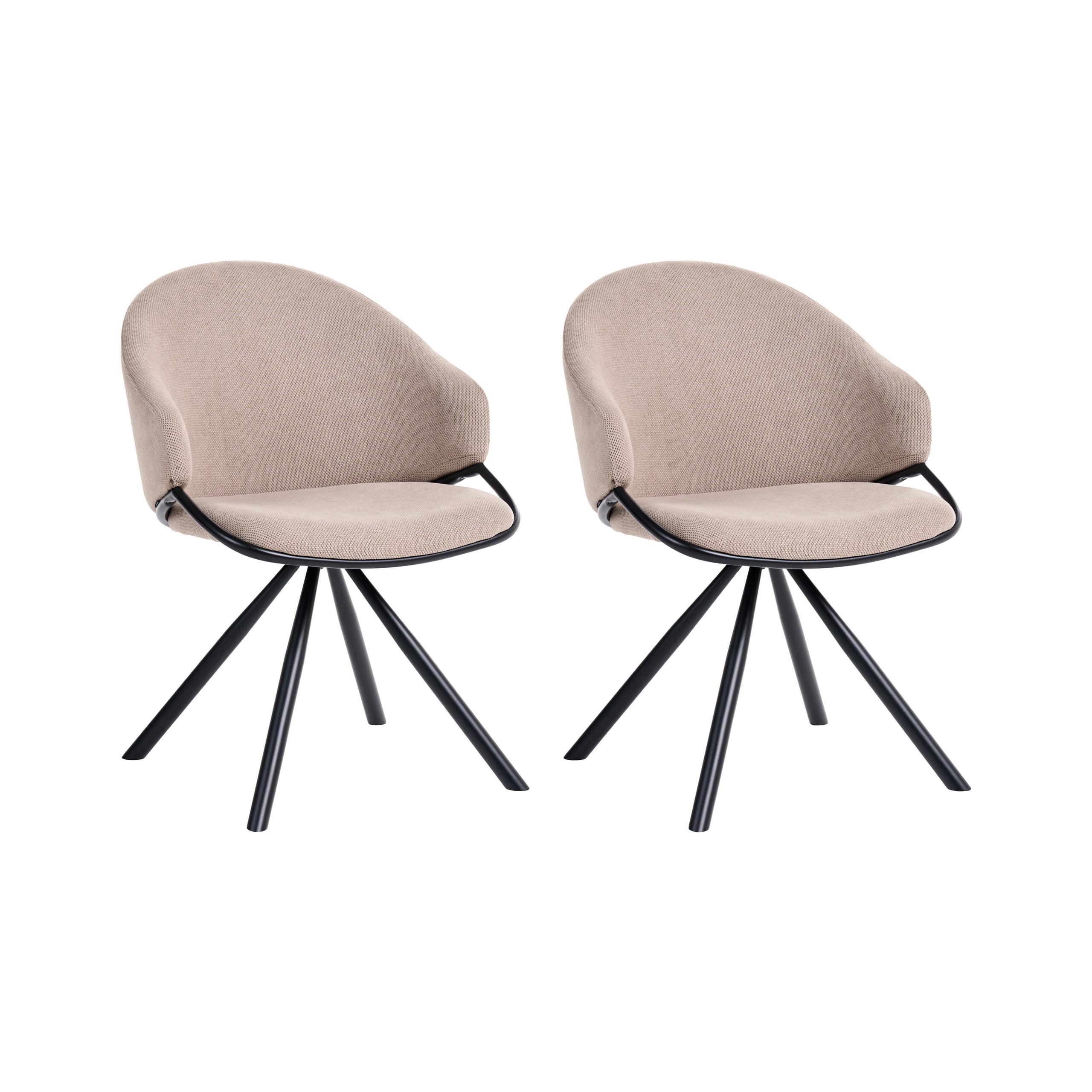 ESSZIMMERSTUHL 2er Set Stoff Taupe Mystic - Taupe/Beige, Textil (58/83/62cm) - Beliani