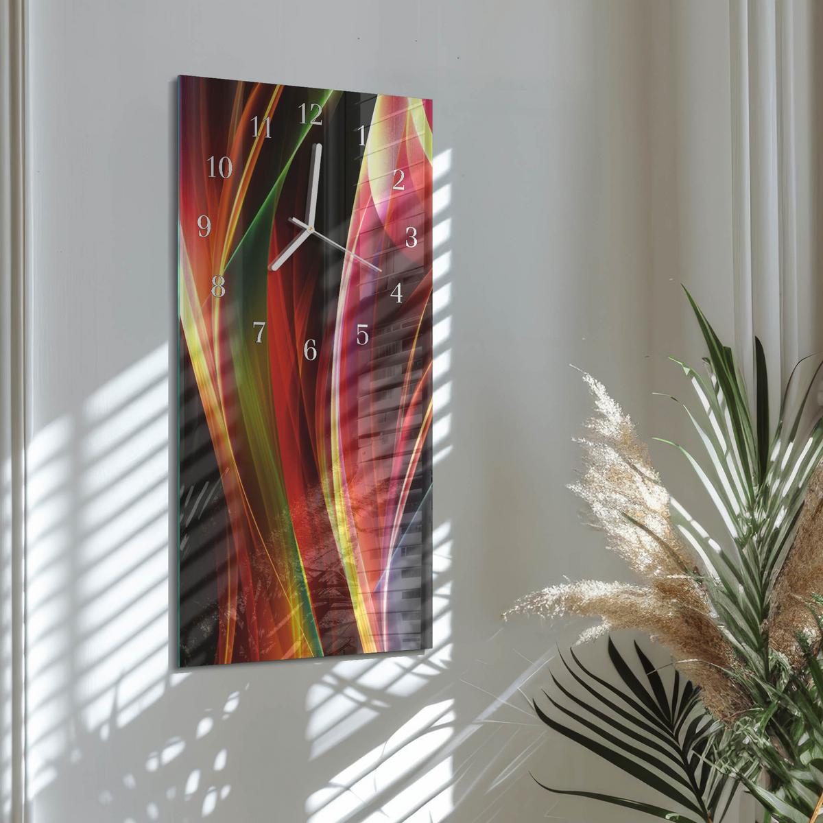 WANDUHR aus Glas 30x60 cm - Abstraktion - Multicolor, Glas (30/60/0.4cm) - TULUP