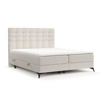 BOXBETT Niro 140/200 cm Hellbeig im Riva Stoff - Beige/Schwarz, Holz/Holzwerkstoff (140/200cm) - AltaBeds