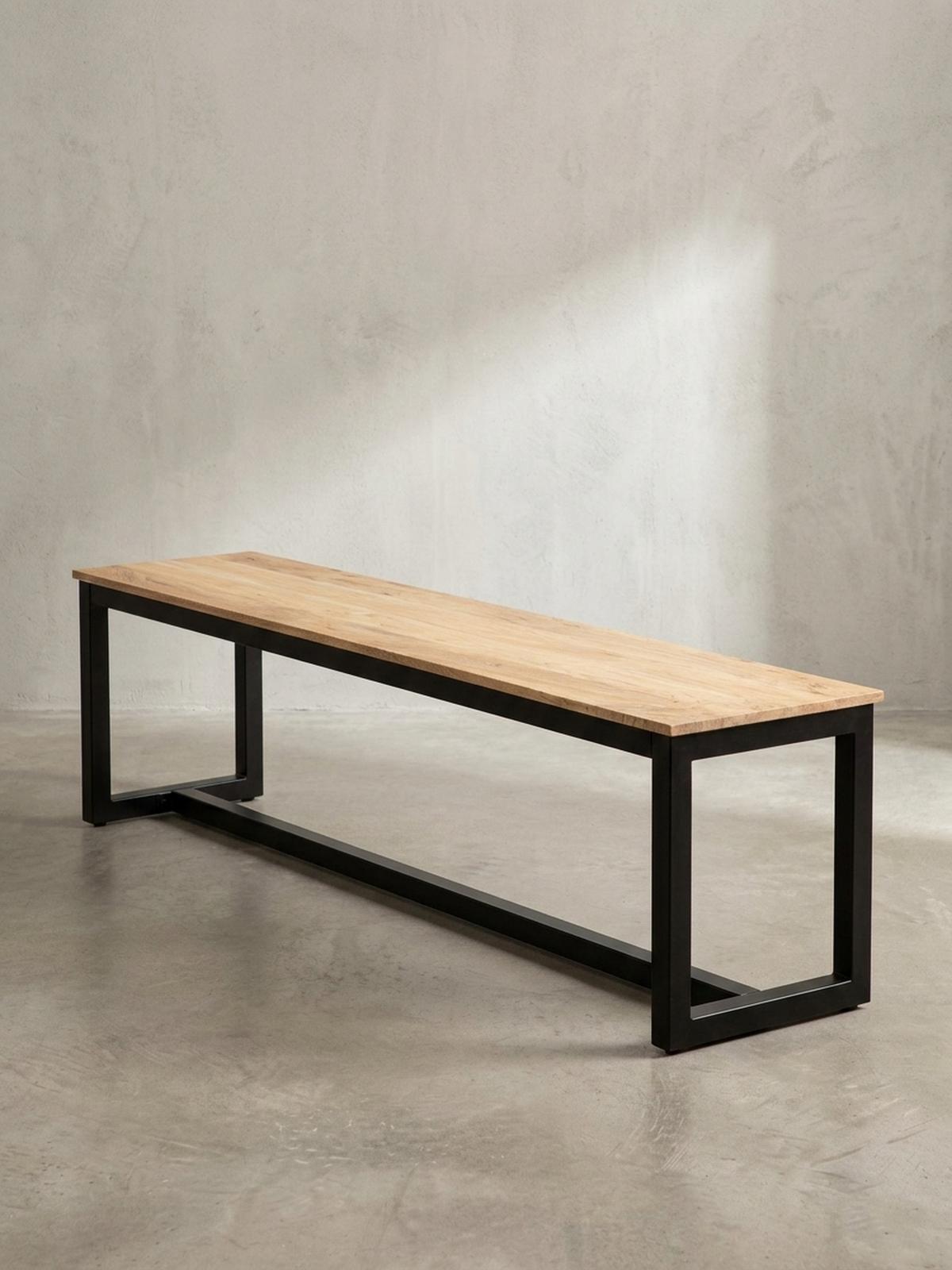 ESSZIMMERBANK Massivholz Metall Loft-Stil ohne Lehne, Akazie 120x40x45 cm - Schwarz/Braun, Holz/Metall (120/45/40cm) - KADIMA DESIGN