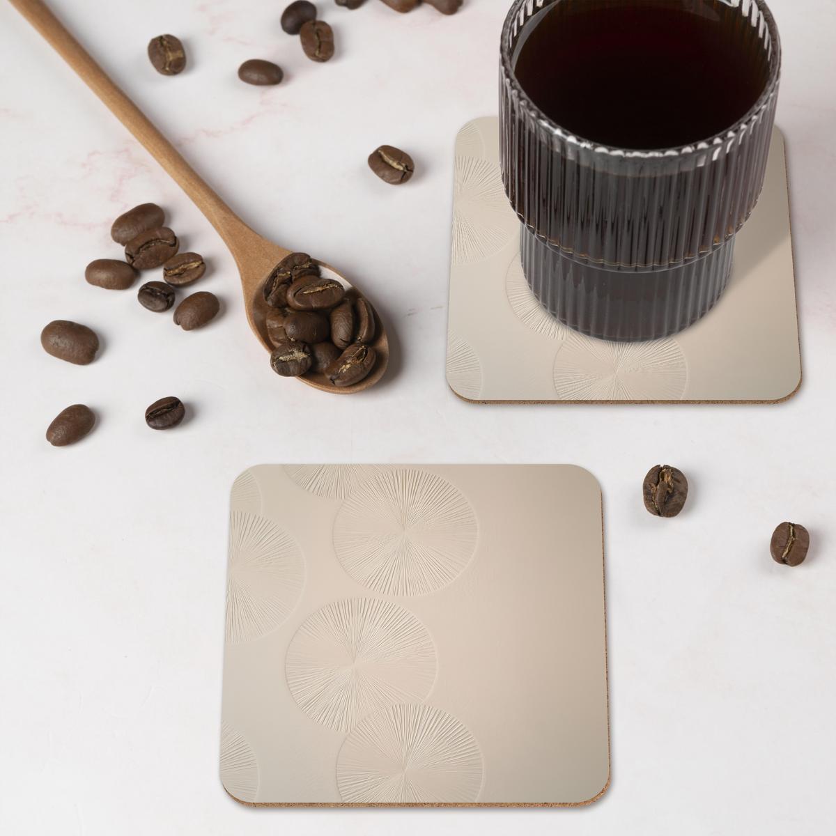 GLASUNTERSETZER 6er-Set Japandi - Beige - Modern Tischuntersetzer 10x10 cm - Beige, Naturmaterialien (10/0.2cm) - MuchoWow
