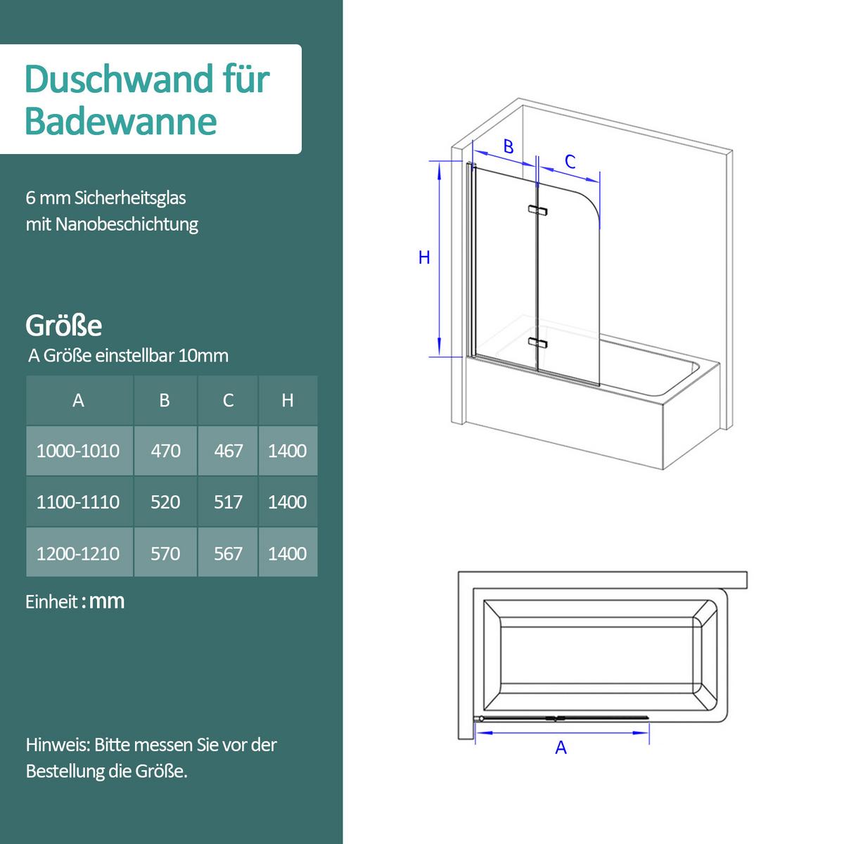 BADEWANNENAUFSATZ 2-teilig faltbar 100/140 cm - Transparent, Glas (100/140cm) - EMKE