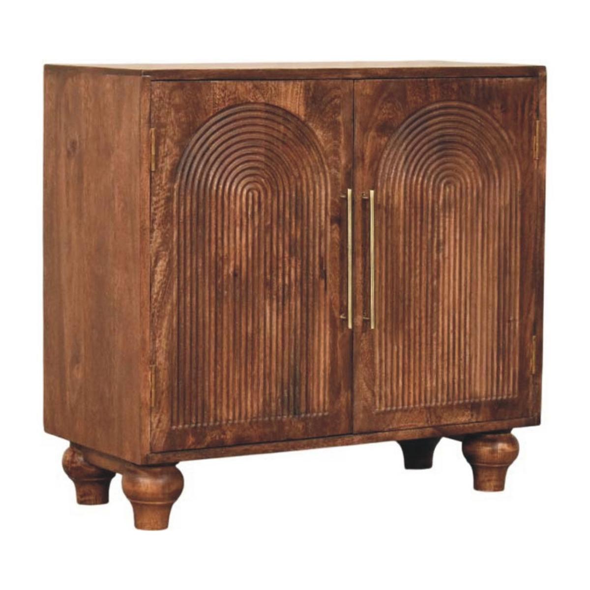 SIDEBOARD mit Roasted-Almond-Finish, 2 Türen, 2 Innenablagen, braun. - Goldfarben/Braun, Holz/Metall (75/71/35cm) - Artisan Furniture