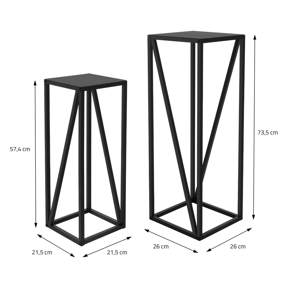 BLUMENSTÄNDER 2er Set Schwarz 21,5x21,5x57,4 cm/26x26x73,5 cm Stahl - Goldfarben, Metall (26/26/73.5cm) - ML-DESIGN