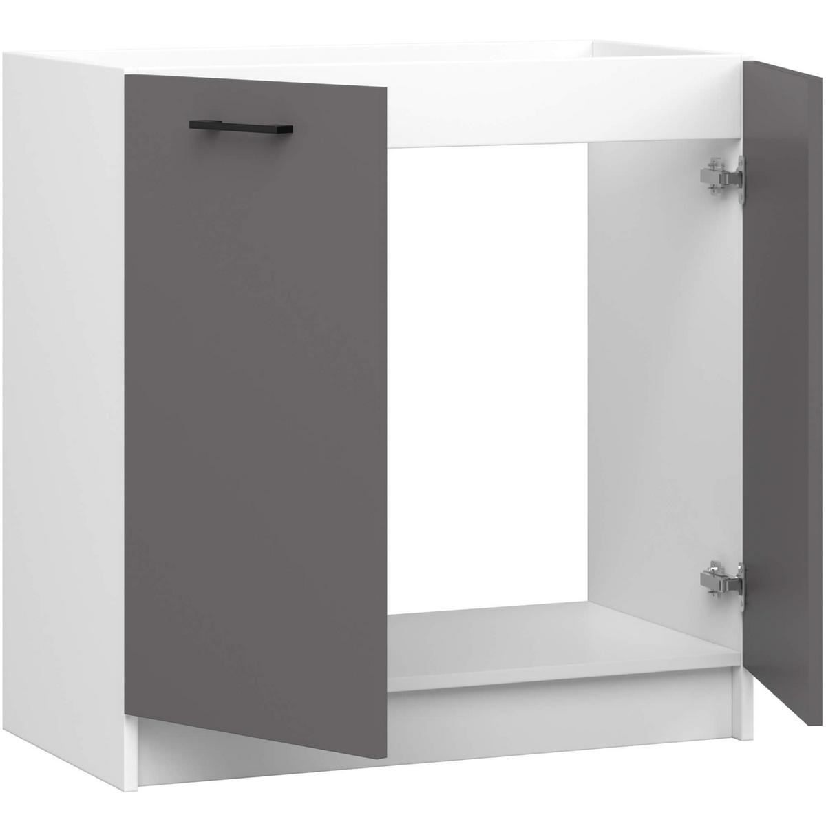 UNTERSCHRANK Weiß, Graphit Grau 82/80/46 - Weiß/Grau, Holzwerkstoff (80/82/46cm) - RAUMHIRSCH FURNITURE