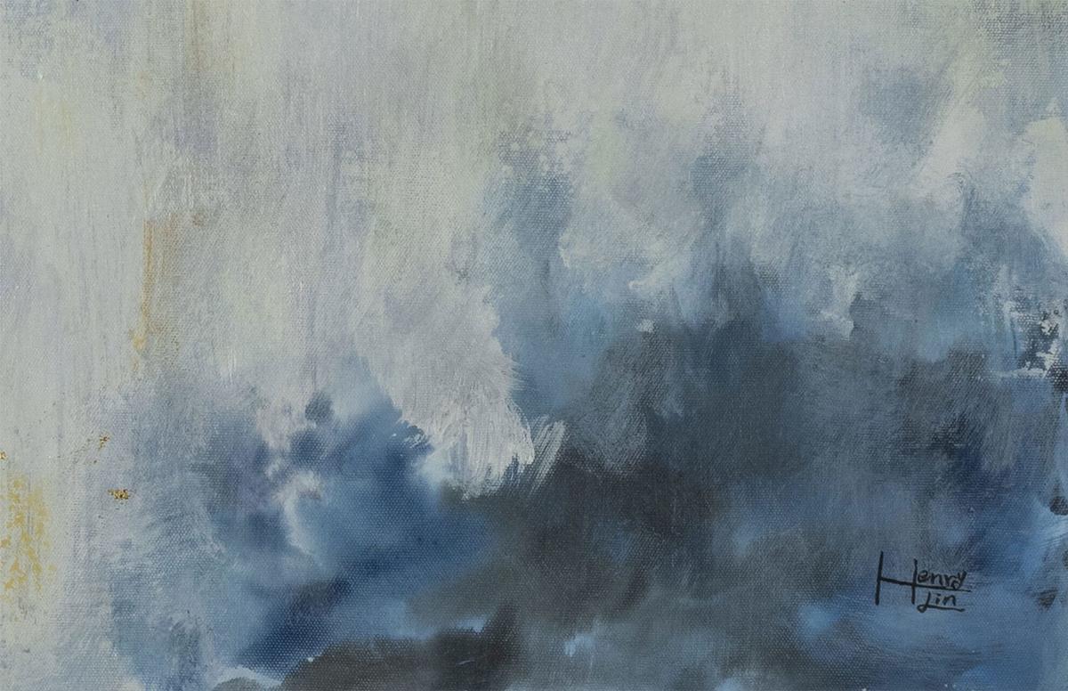 ACRYLBILD HANDGEMALT 80/80 cm - Blau/Beige, Holz/Textil (80/80cm) - KUNSTLOFT