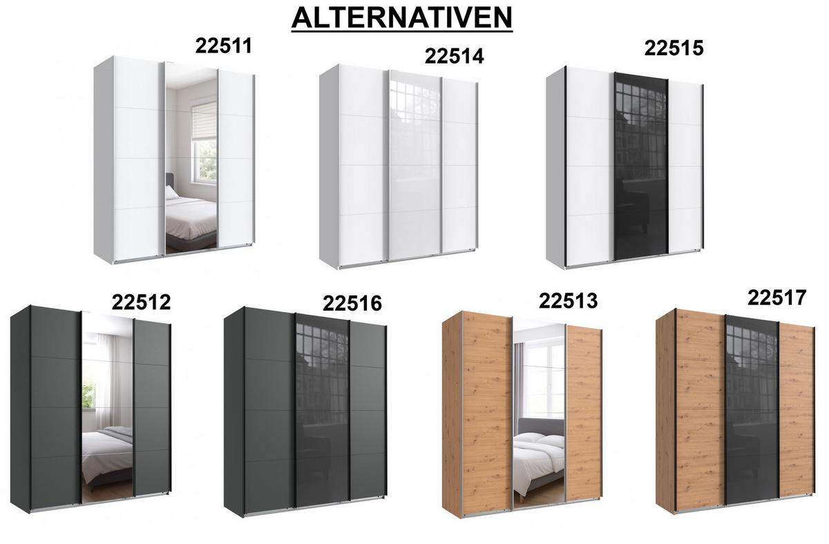 SCHWEBETÜRENSCHRANK 3-türig B180/H208/T64 cm in Eiche Artisan Dekor, Kleiderschrank mit einer Glasfront-Tür in Grau / 22517 - Eichefarben/Braun, Holzwerkstoff/Metall (180/208/64cm) - luma-home