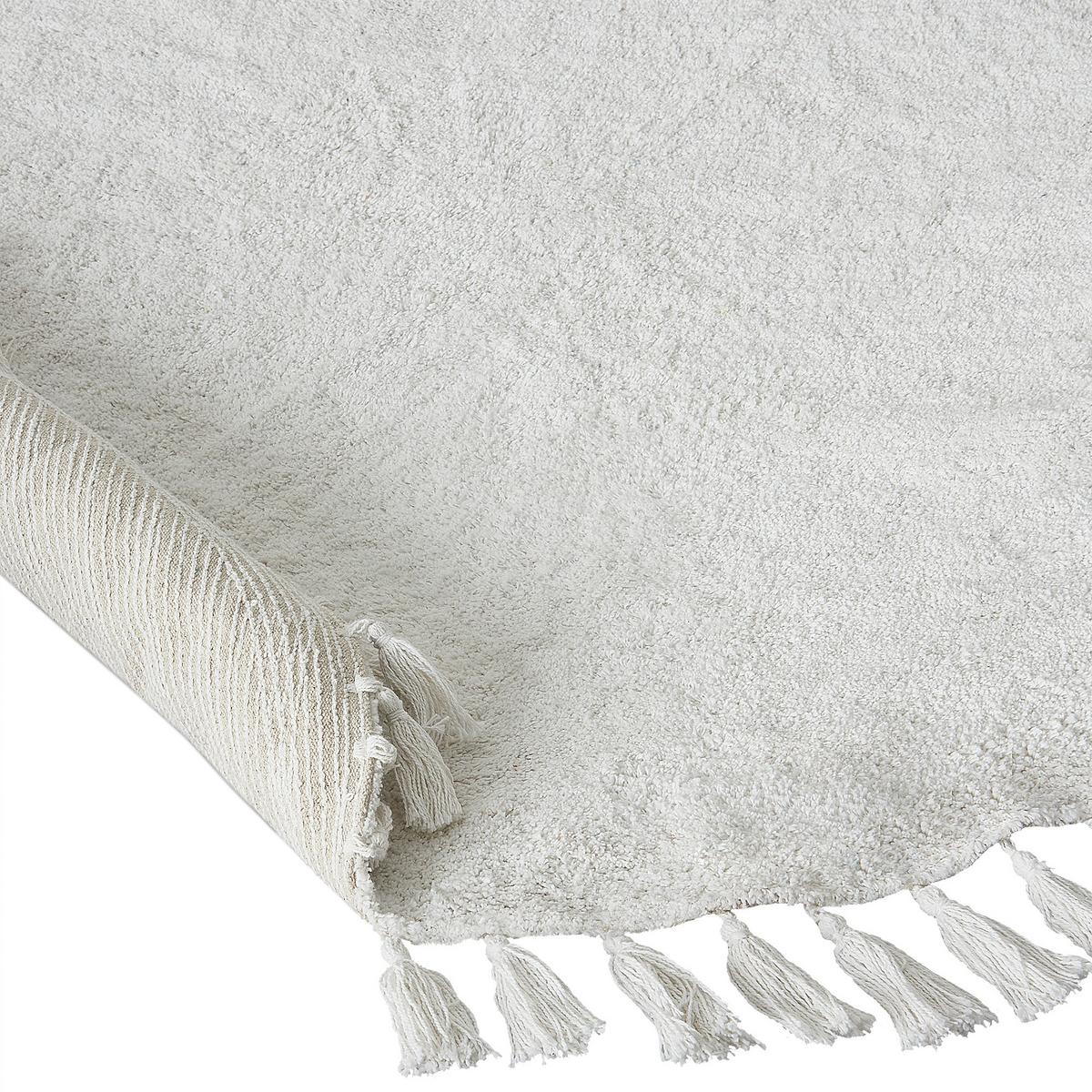 TEPPICH Weiß 120 cm Baumwolle Mitsobi - Weiß, Textil (120/120cm) - Beliani