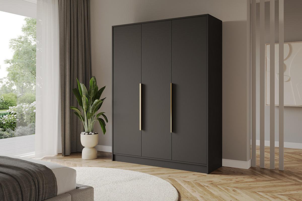 KLEIDERSCHRANK - PORTO - 150 - Schwarz - Goldfarben/Schwarz, Holzwerkstoff (150/200/51cm) - ALTDECOR