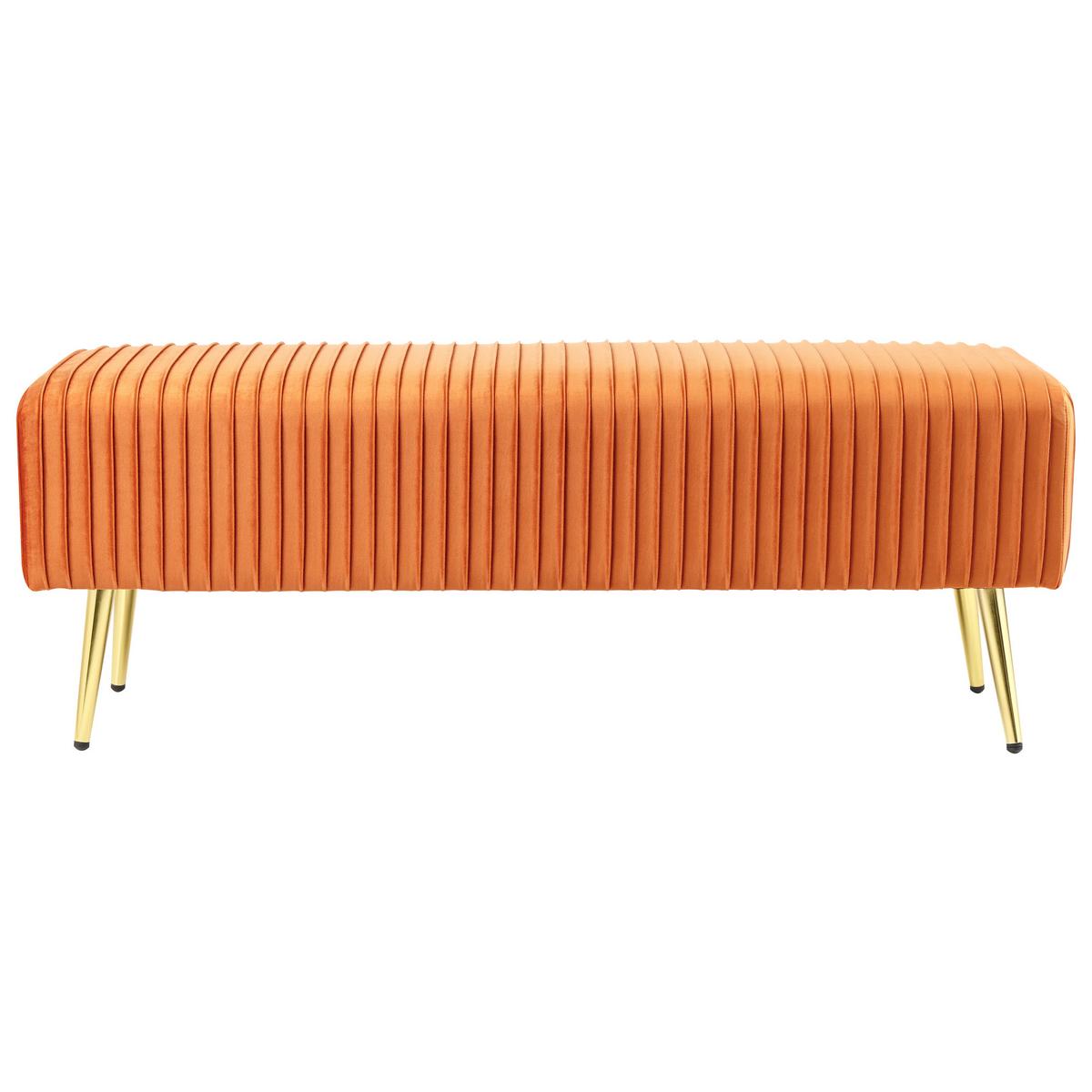 POLSTERBANK Samtstoff Orange Paterson - Orange, Textil (118/42/40cm) - Beliani