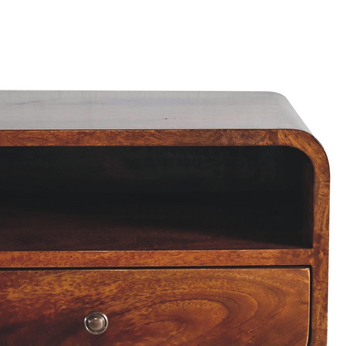 NACHTTISCH Levitate, Wandmontiert, 1 Schublade, 1Offenes Fach , Braun - Kastanienfarben/Messingfarben, Holz/Metall (45/25/32cm) - Artisan Furniture