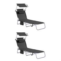 SONNENLIEGE 2er Set Schwarz - Schwarz, Textil/Metall (195/90/63cm) - SoBuy