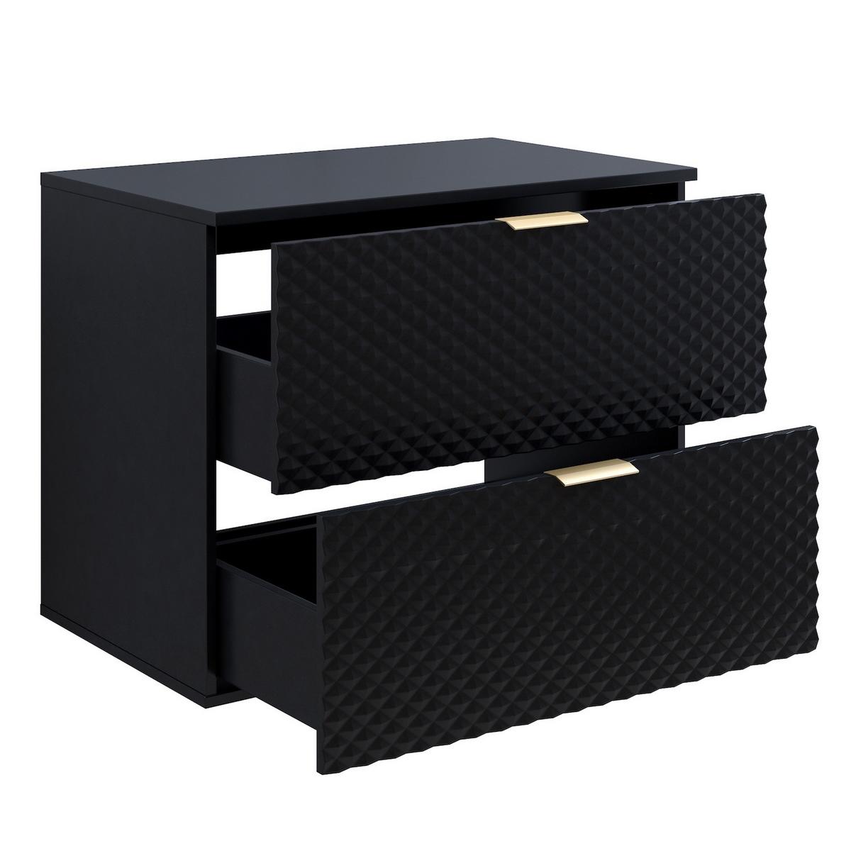WASCHBECKENUNTERSCHRANK Borneo 2 Schubladen Matt Schwarz - 80 x 49 x 63 cm - Schwarz, Holz (80/63/49cm) - Badplaats