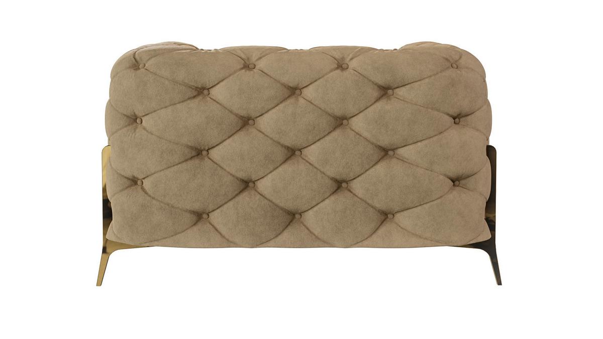 CHESTERFIELD-SESSEL Lexi Beige Samt - Beige/Goldfarben, Holz/Textil (125/75/100cm) - S-Style Möbel