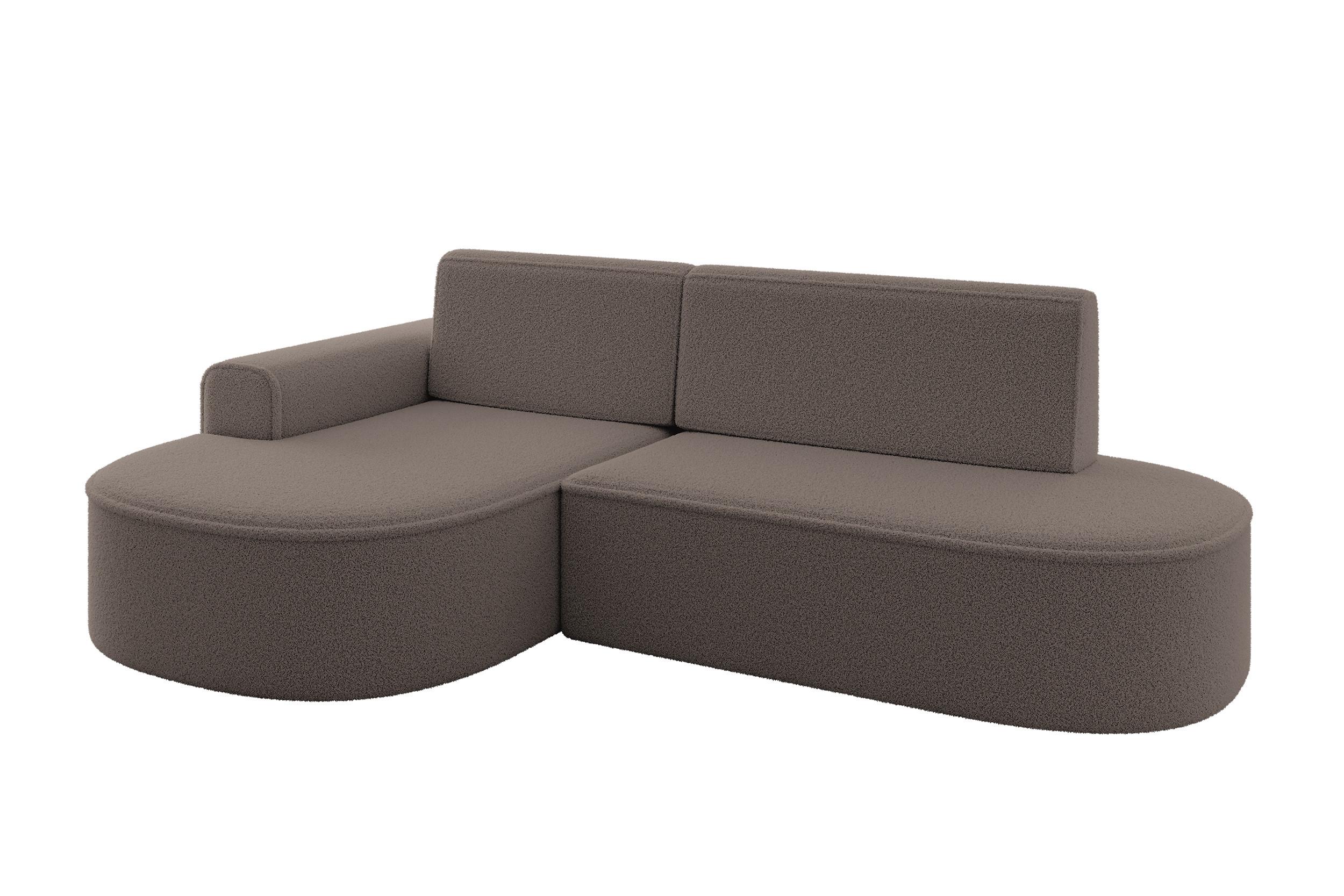 ECKSOFA mit Schlaffunktion und Bettkasten Ottomane Links MARI-L1-S - 283x167x73 cm Braun Bouclé - Schwarz/Braun, Holzwerkstoff/Kunststoff (283/167cm) - ALTDECOR