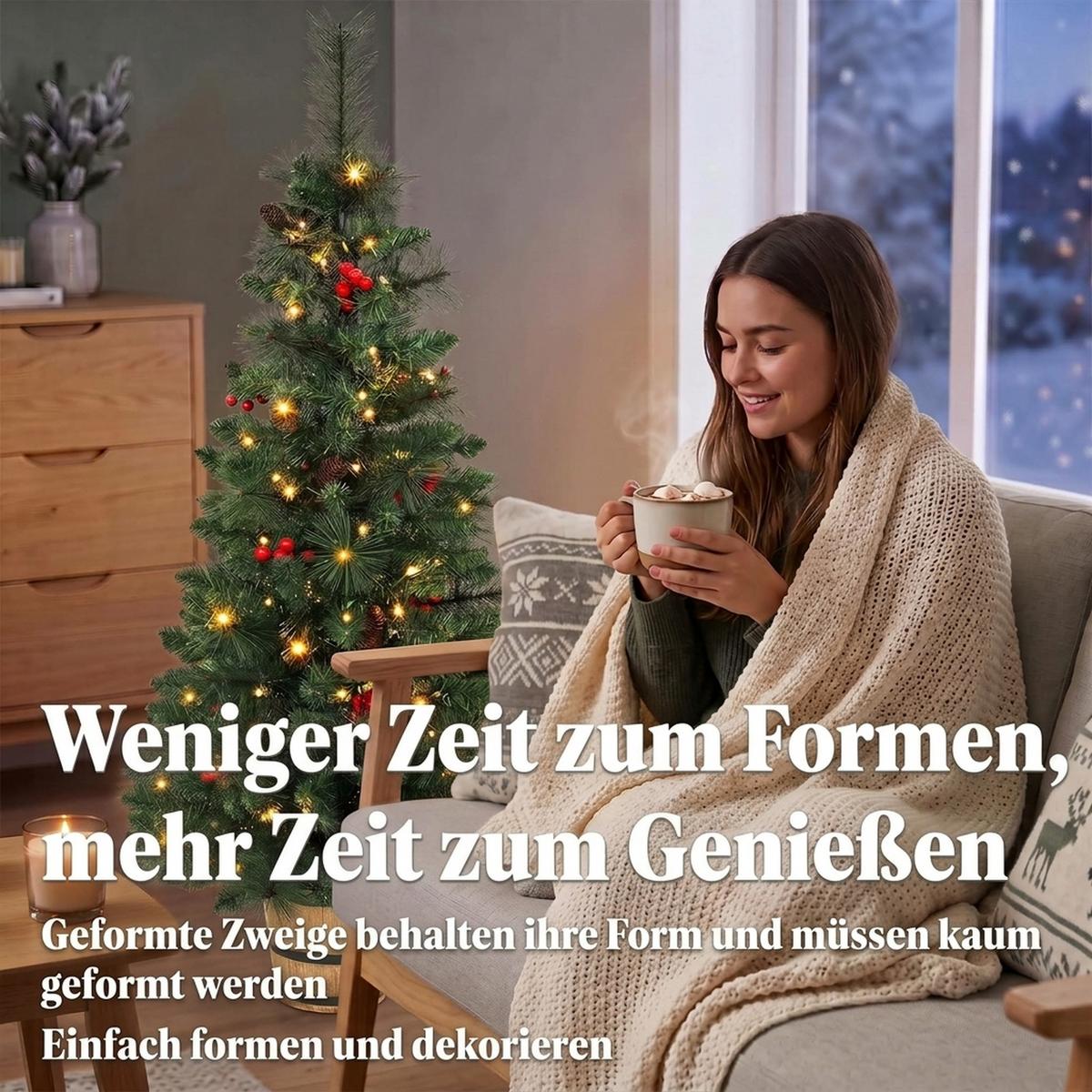 WEIHNACHTSBAUM-MIT-LICHT PVC Stahl Grün - Grün, Kunststoff (120cm) - HOMCOM