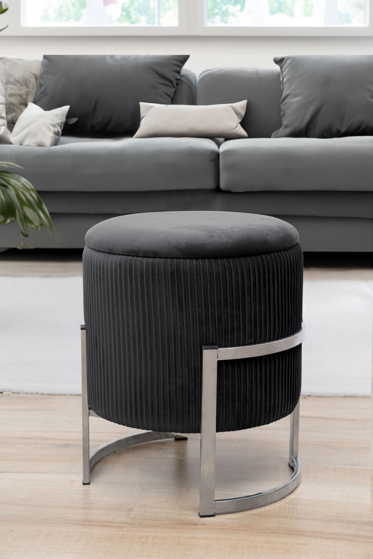 POLSTERHOCKER Graphit 40/46/40 - Graphitfarben, Textil (40/46/40cm) - RAUMHIRSCH FURNITURE