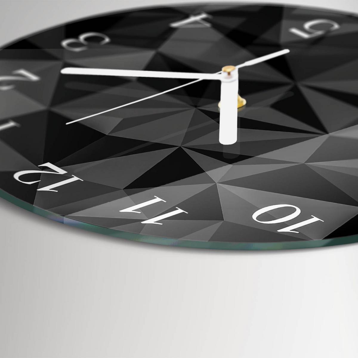 WANDUHR aus Glas Ø30 cm - 3D-Muster - Schwarz, Glas (30/30/0.4cm) - TULUP