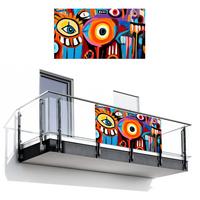 BALKON-SICHTSCHUTZ Abstrakt - Gesicht - Farbenfroh Witterungsbeständig 200x110 cm - Multicolor, Kunststoff (200/110cm) - MuchoWow