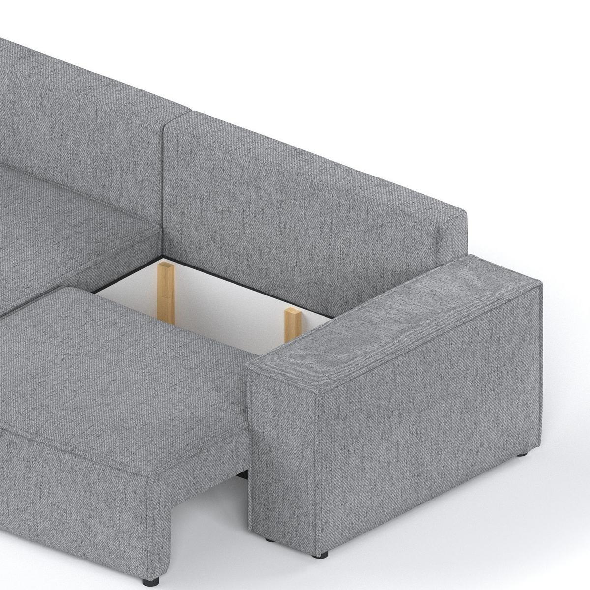 ECKSOFA CAVO mit Schlaffunktion Grau im Neve Stoff - Schwarz/Grau, Holz/Holzwerkstoff (255/148cm) - AltaBeds